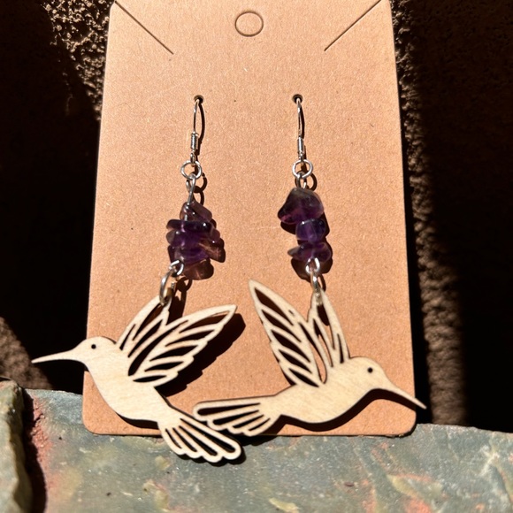 Hummingbird dangle earrings - Picture 2 of 6